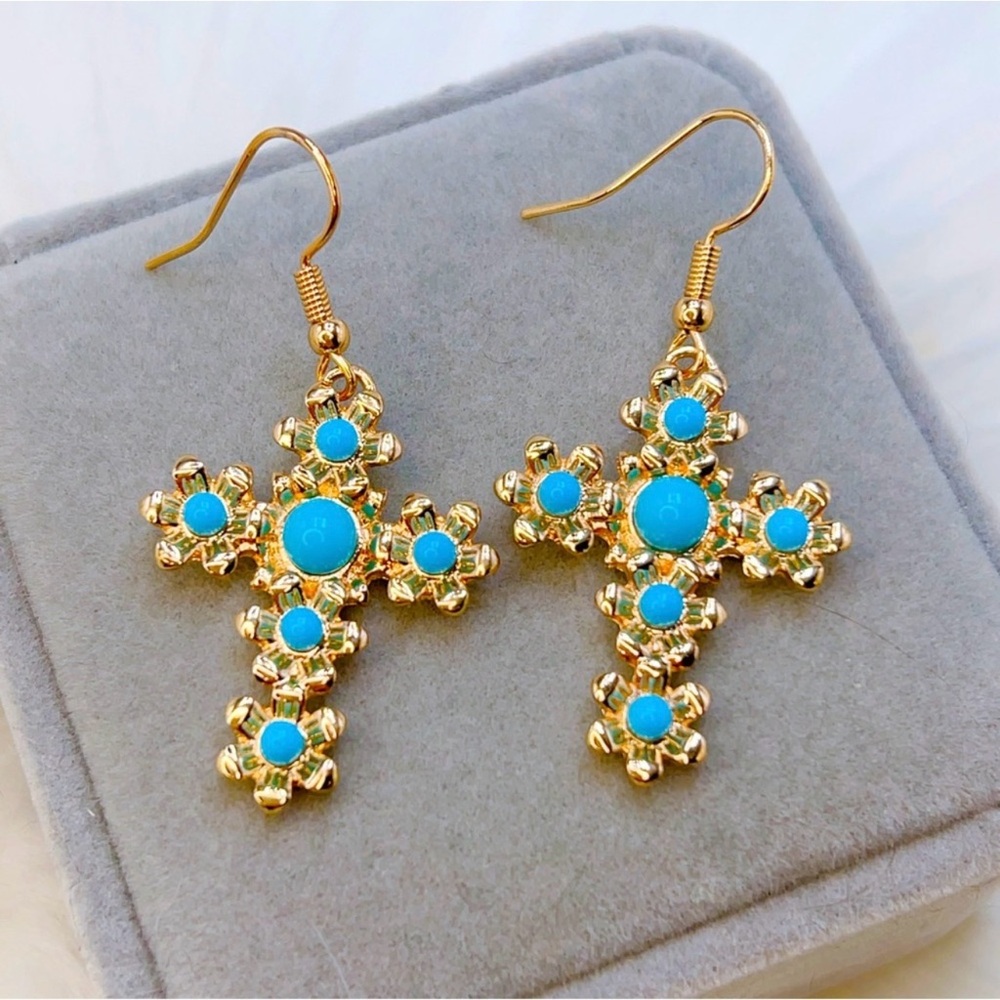 New Gold Cross Earrings